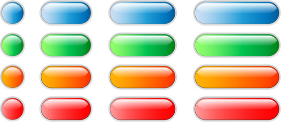 Obraz premium Buttons blue green and orange isolated, interesting navigation panel for website.