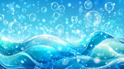 Stunning Blue Water Bubbles Background