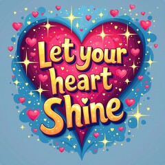 Let Your Heart Shine T-Shirt Design With Sparkling Hearts