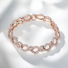 Obraz premium A stunning rose gold bracelet adorned with sparkling diamonds, featuring an elegant design that enhances any jewelry collection.