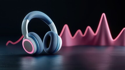 A sleek speaker projecting holographic sound waves, changing colors to express various emotions