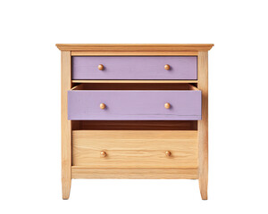 a purple and yellow dresser