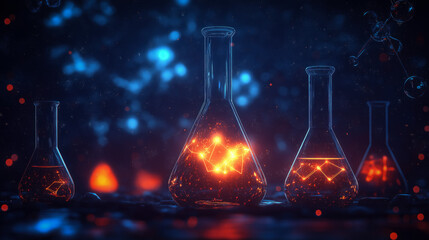 Detailed Smartphone Wallpaper Featuring A Science Lab Environment, With Glass Beakers, Colorful Liquids, And Molecular Structures Set Against A Soft, Blurred Background