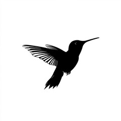 Fototapeta premium Hummingbird Silhouette, Illustration Isolated On White Background