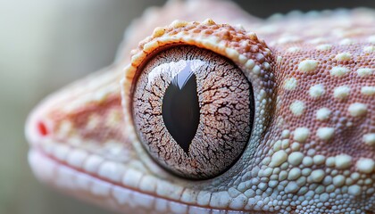 Fototapeta premium Close-up of a gecko's eye showcasing intricate patterns and textures.