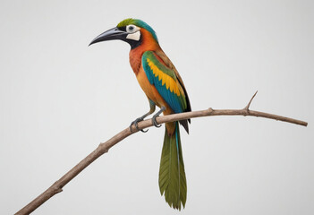 Obraz premium standard Bird-of-paradise right side view. Full figure visible, flat white background, no shadows, head and legs visible, ultra detailed, photorealistic 400mm lens, low angle 