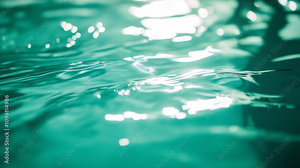 Poster tranquil turquoise water with subtle ripples and light reflections : generative ai