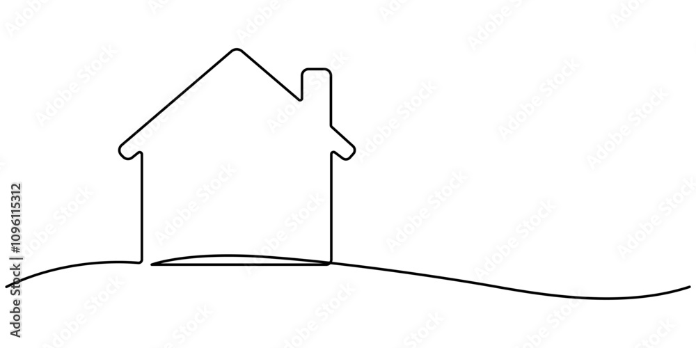 Poster drawing of a house in continuous one-line style. modern illustration. continuous thin line home icon