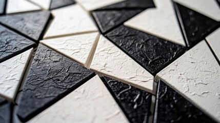 Naklejka premium Elegant white and black geometric shapes in close-up, showcasing their contrasting tones and clean design