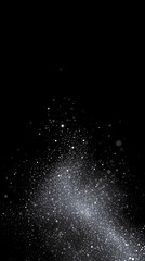 Obraz premium Tiny, shimmering dots of silver and pale gray form a delicate, gradient-like mist on a pure black background in minimalist style