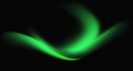 Green black grainy glowing vibrant  wave on black background noise texture banner design abstract poster backdrop