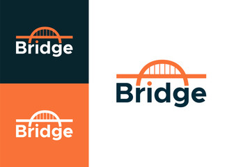 Bridge wordmark logo design. Combines the vector elements of the bridge on the word