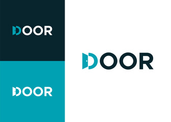 Door wordmark logo design. Combines door vector elements into the word