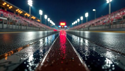 Wet Asphalt Reflections at Las Vegas F1 Circuit