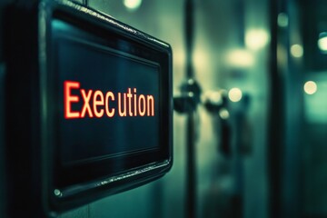 Execution Sign on Dark Door