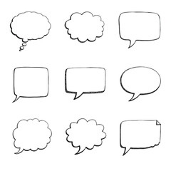 Various speech bubbles and thought bubbles in different shapes and sizes