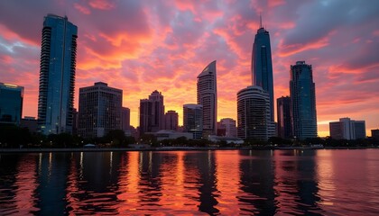 Fototapeta premium city skyline at sunset