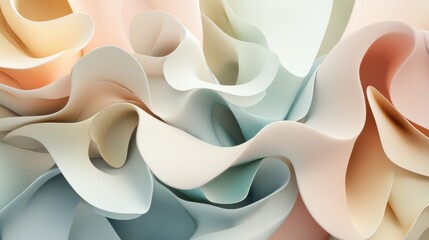 Dreamy and organic 3D design with pastel hues and seamless gradients flowing through abstract shapes