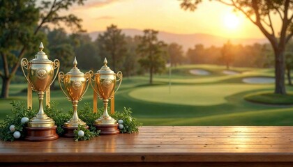Awards and Ribbons with Golf Course at Dawn