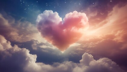 Enchanting Valentineâ€™s Day Heart in Vibrant Clouds: Abstract, Colorful Digital Artwork Radiating Love, Romance, and Dreamlike Beauty â€“ Perfect for Festive and Romantic Inspirations