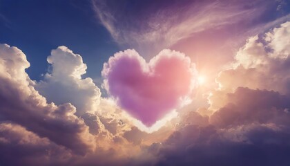 A stunningly colorful Valentineâ€™s Day heart nestled in dreamy clouds, crafted as an abstract background blending vibrant hues and soft textures, radiating love, joy, and romantic charm.