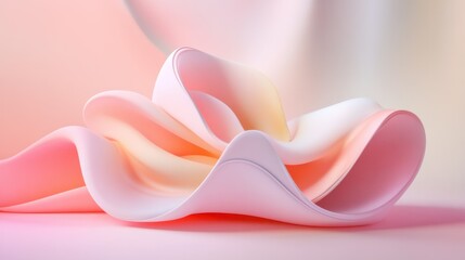 Fluid and flowing 3D shapes with soft gradients, pastel hues, and a harmonious abstract design