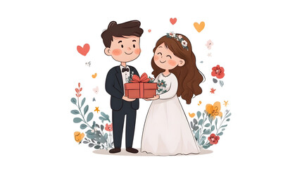 Wedding photos with a clean background for free space for text. For use with advertising banners for weddings or Valentine's Day.