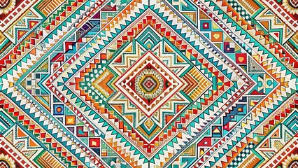Abstract Ethnic Seamless Pattern Macro Photography - Aztec Geometric White Background EP49