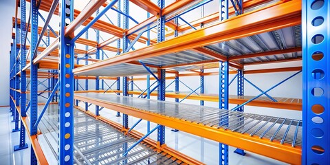 Fototapeta premium Aerial Steel Rack on White Background, Industrial Storage, Warehouse Photography