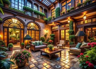 Fototapeta premium AI-Generated Low-Light Architecture, Interior, Real Estate Photos