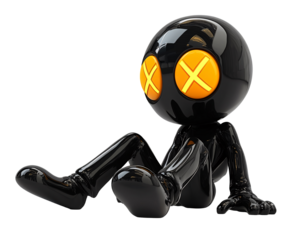 a black cartoon character with yellow x eyes