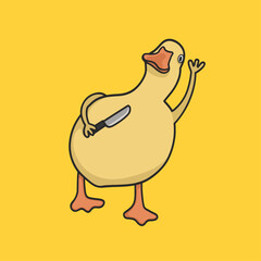 Scary Duck Sticker Vector Cute Illustration