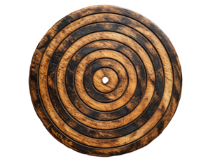 a circular wooden object with a hole in it