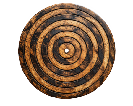 a circular wooden object with a hole in it