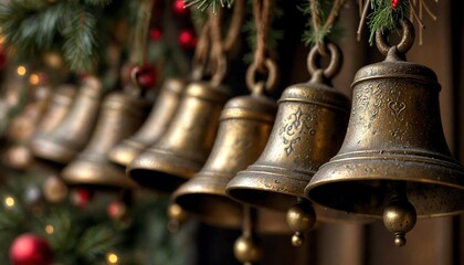 Vintage Christmas Bells Close-Up