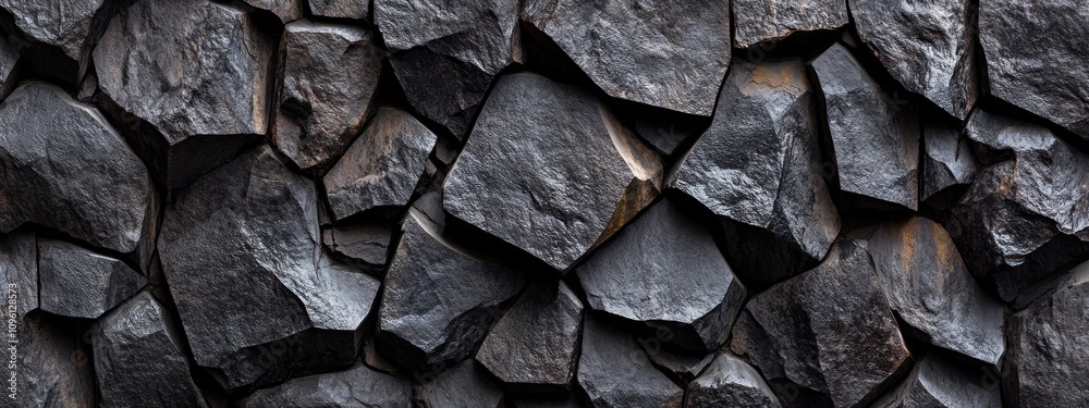 Aufkleber A close-up of textured dark rocks arranged in an abstract pattern.