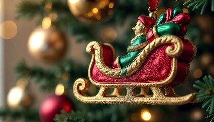 Fototapeta premium Close-Up Christmas Sleigh Ornament