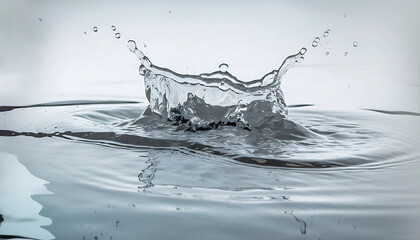 Crystal clear water splash in motion on a white background