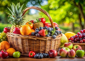 Fresh Harvest Fruits in Wicker Basket - Rule of Thirds