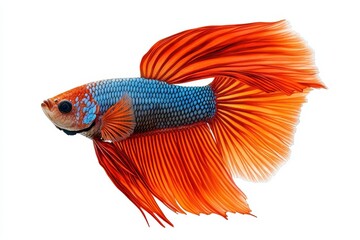 Fototapeta premium Betta fish with vibrant orange and blue colors.