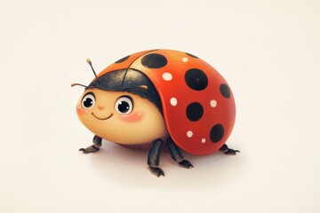 Obraz premium A cute, cartoonish ladybug with a cheerful expression and vibrant colors.