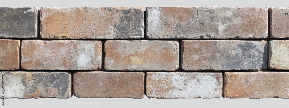 Poster a close-up view of a brick wall showcasing various textures and colors.