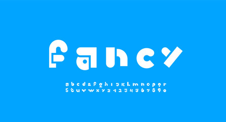 Quirky font, alphabet in the funny style, kids white letters and numbers, vector illustration 10EPS