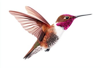 Colorful hummingbird, white isolate background
