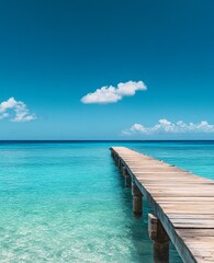Obraz premium Serene Wooden Pier Over Turquoise Ocean