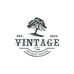 Fototapeta premium Retro style tree silhouette logo template