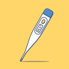 A Detailed Illustration of a Digital Thermometer Displaying a Temperature Reading