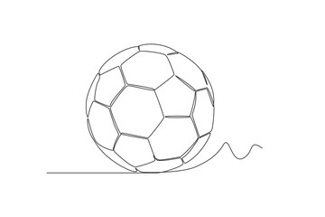 Obraz premium One continuous line drawing soccer ball. sport ball concept. One line draw graphic design vector