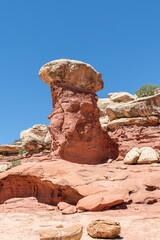 Balanced Rock Hoodoo in Cohab Canyon in Capitol Reef National Park, Utah