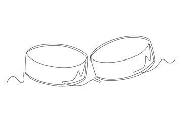 One continuous line drawing two ice hockey ball. sport ball concept. One line draw graphic design vector